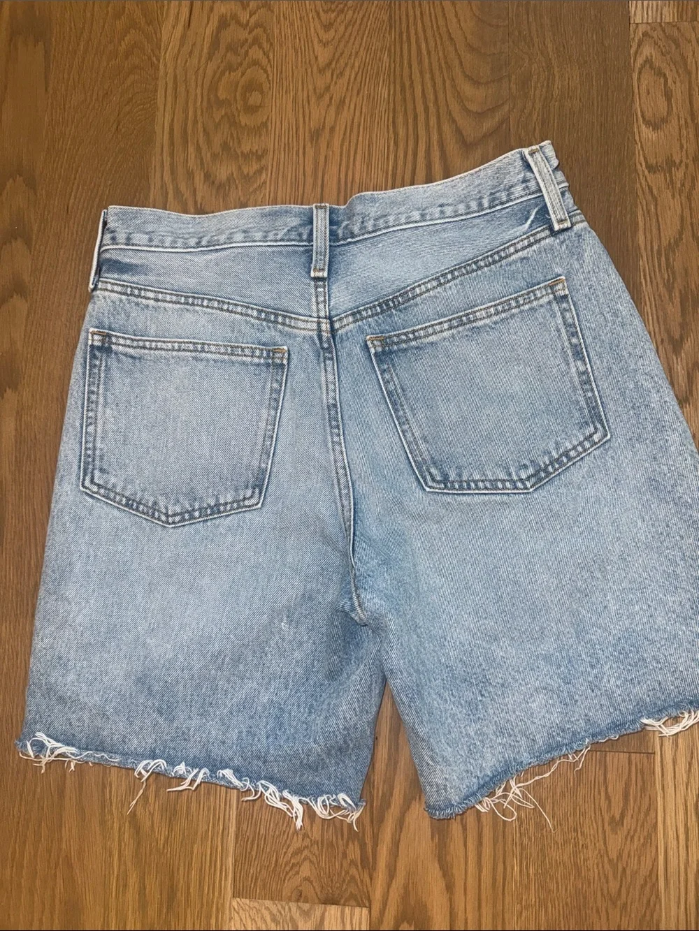 J. Crew Mid Length Blue Denim Shorts with Raw Hem